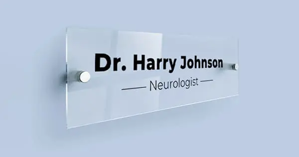 Clear-Acrylic-Signs 3D UV Print : Direct Print Name Plate (27 by 10.7cm)