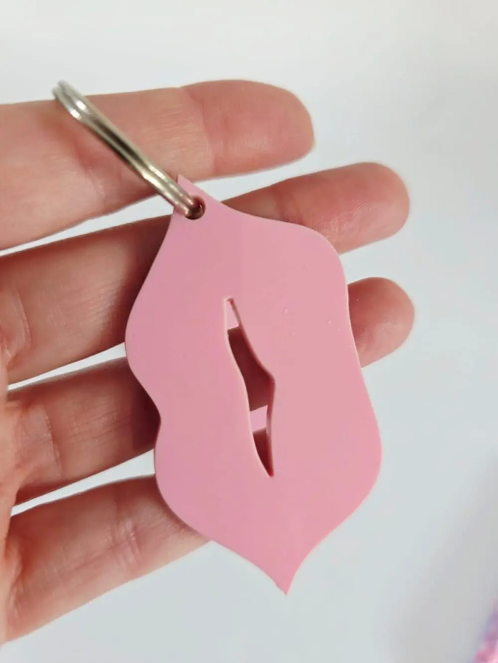 Lips2 Laser Acrylic Shapes : Pastel Acrylic Range : Lip Shape Keychain, Disc + Keyring (Set of 5)