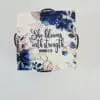 Stregnth Cermaic Coaster Personalised Gifting : Square Ceramic 6 Piece Coaster Set with theme floral print with "She Blooms with Strength Proverbs 31:25"