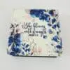 Stregnth SquareMemo Personalised Gifting : Square PU Leather Memo Pad with theme floral print with "She Blooms with Strength Proverbs 31:25"
