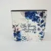 Stregnth SquareMemo5 Personalised Gifting : Square PU Leather Memo Pad with theme floral print with "She Blooms with Strength Proverbs 31:25"
