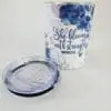 Stregnth10ozTumbler Personalised Gifting : 12oz Tumbler Double Inner Walled & Vacuumed with theme full wrap floral print with "She Blooms with Strength Proverbs 31:25"