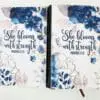 StregnthNotebookA53 Personalised Gifting : A5 PU Leather Note book with theme floral print with "She Blooms with Strength Proverbs 31:25"