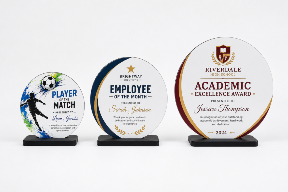 All Sizes Exmaple Laser Sublimation Blanks : DIY 3mm Super Glossy Sublimation MDF Circular Style Award/Trophy (Small, Medium & Large)