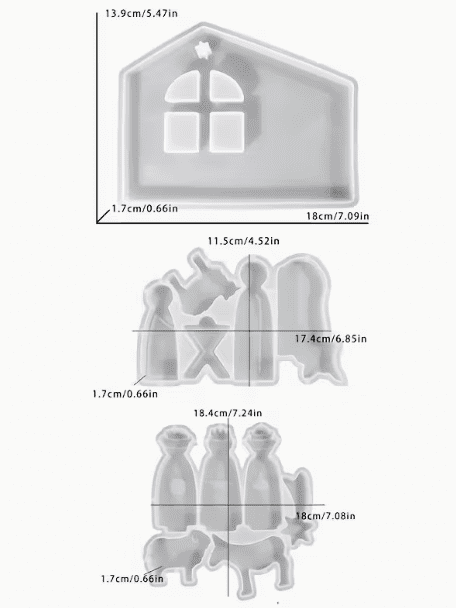 Nativity3 Silicone Mould : Nativity Scene Silicone Mould Set (Nat)