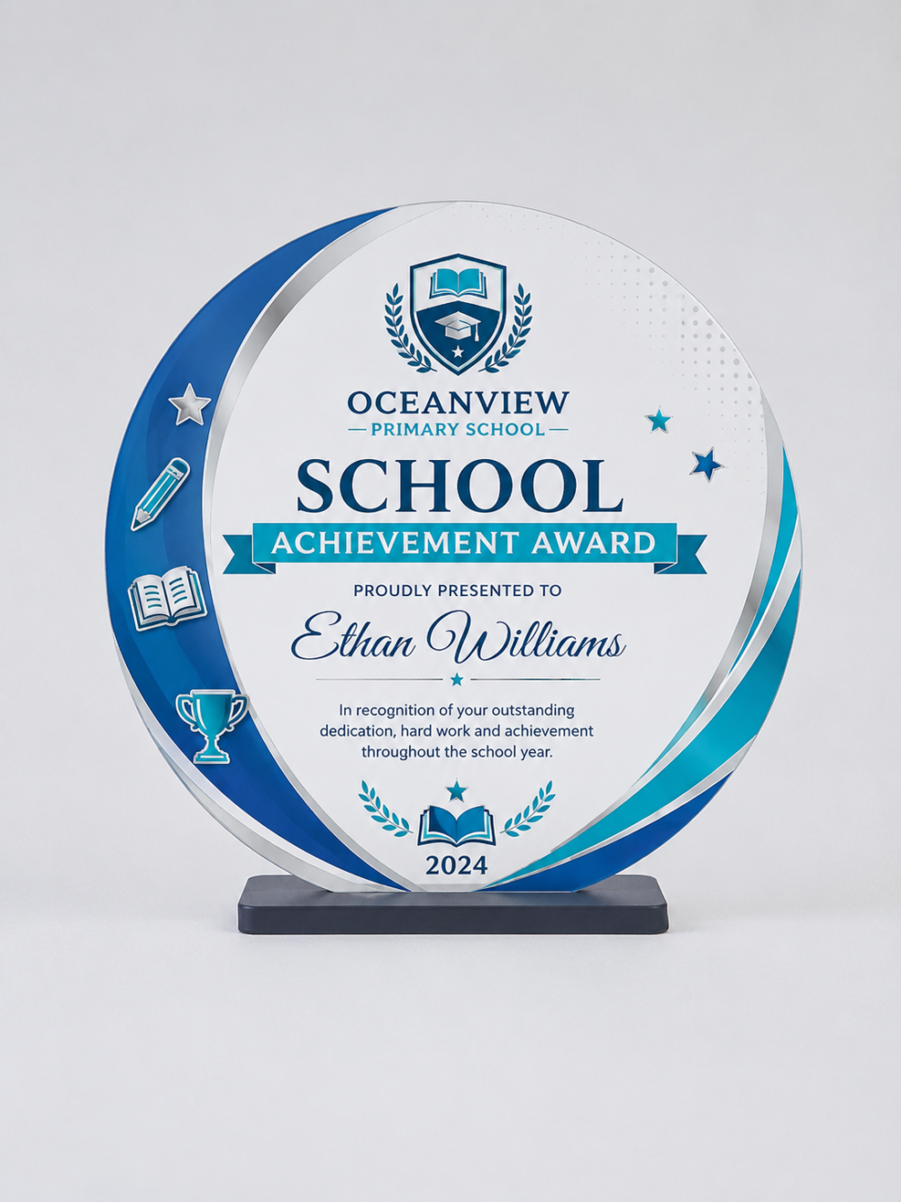 School Laser Sublimation Blanks : DIY 3mm Super Glossy Sublimation MDF Circular Style Award/Trophy (Small, Medium & Large)