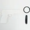 Laser Sublimation Blanks : 3mm or 4mm Subli-Acrylic Gun Keychain with split keyring & clip