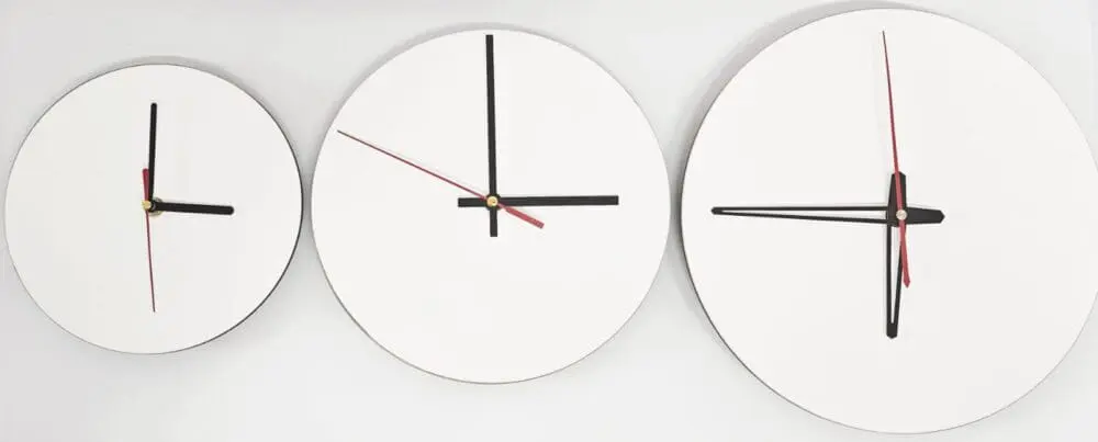 Top View Deul Photo 2 Sublimation Blanks : 3mm Circle Super Gloss Sublimation MDF Clocks (20, 25 & 30cm)