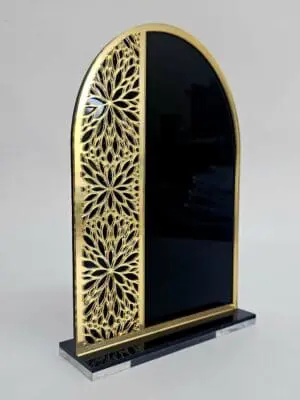 3D UV Prints : A5 Acrylic Tribute Plaque with Elegant Gold Mirror Floral Design