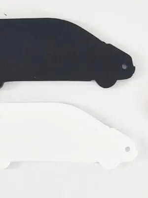 Laser Acrylic Shapes : BLACK or WHITE Van Keychain with split keyring