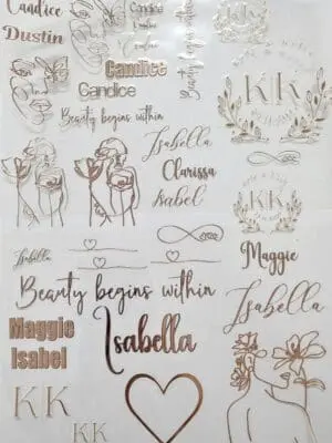 Foiling Rose Gold 3D UV DTF Stickers : FOILING A4 & A3 ROSE GOLD Customised Stickers (Gang Sheet Creator)