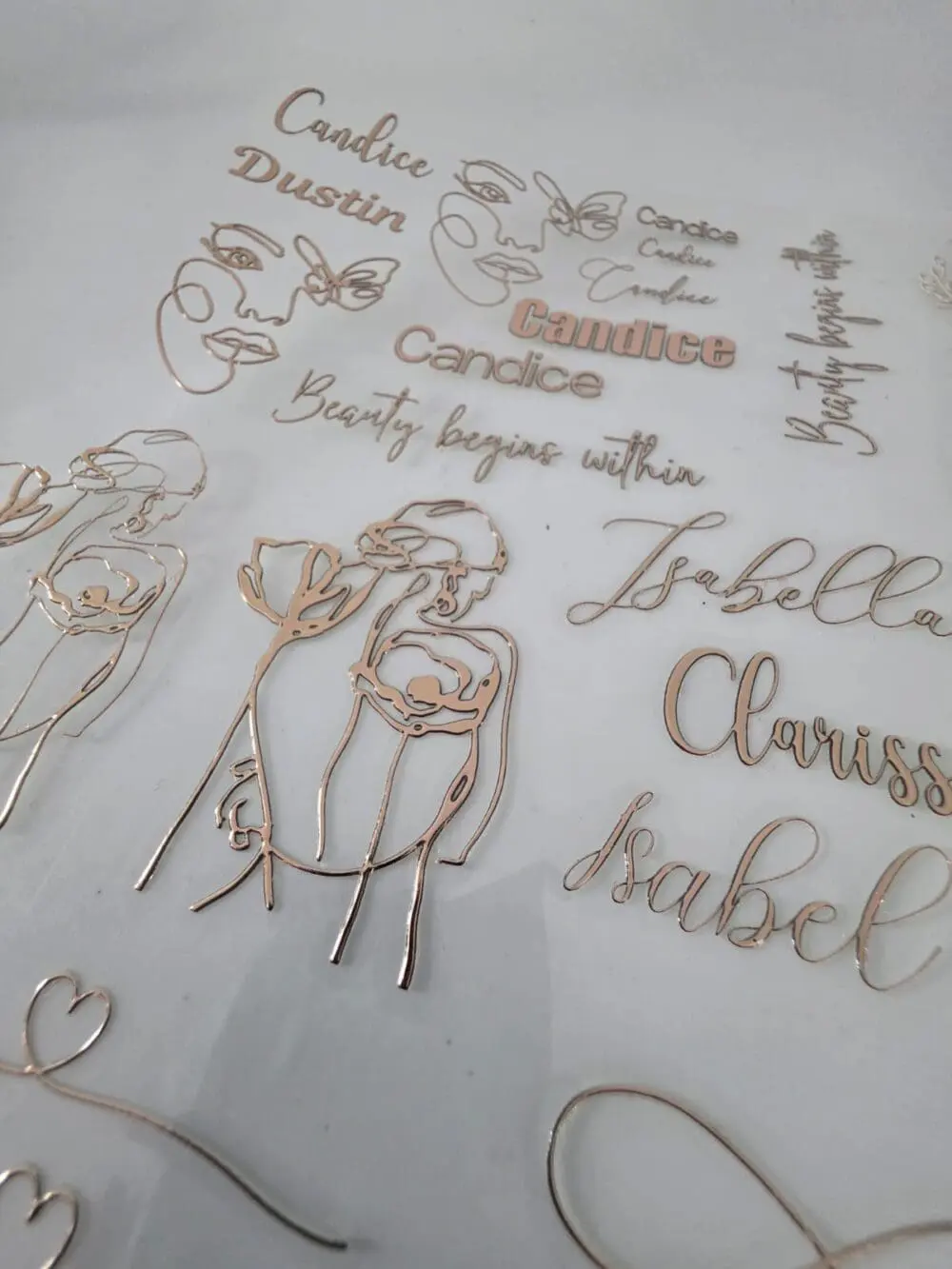 Foiling Rose gold 2 3D UV DTF Stickers : FOILING A4 & A3 ROSE GOLD Customised Stickers (Gang Sheet Creator)