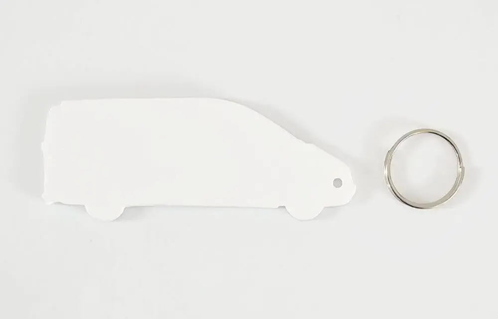 Subli Lux Van Keychain Laser Acrylic Shapes : BLACK or WHITE Van Keychain with split keyring