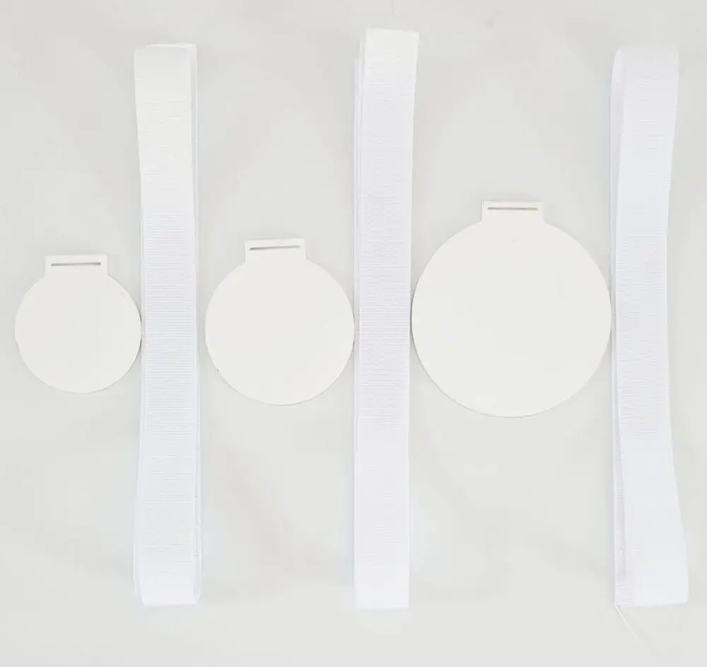 Subli Lux with Ribbon Laser Sublimation Blanks : 2mm White Subli-Lux Medals with Sublimation Ribbon (S, M, L)