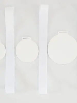 Subli Lux with Ribbon Laser Sublimation Blanks : 2mm White Subli-Lux Medals with Sublimation Ribbon (S, M, L)