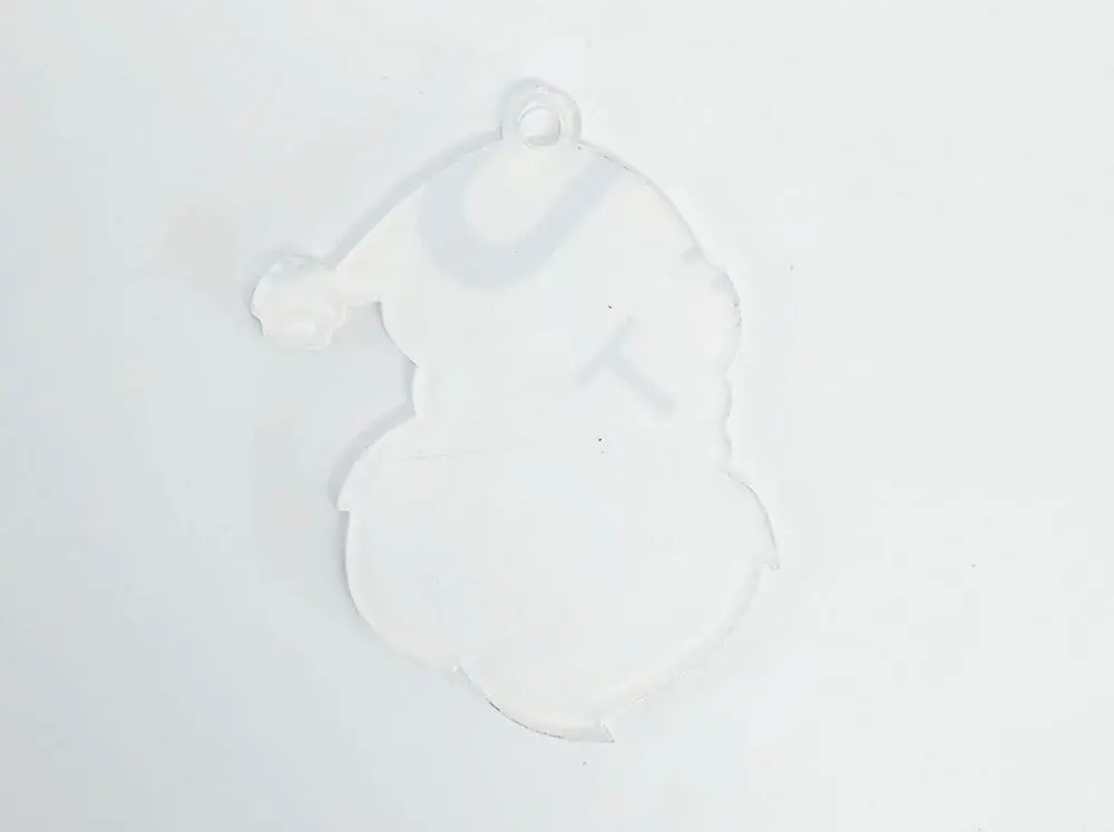 Subli;Clear Acrylic Santa Head Laser Sublimation Blanks : Subli-Acyrlic (with white coating) Christmas Hanging Ornaments : Father Christmas (3 or 4mm)