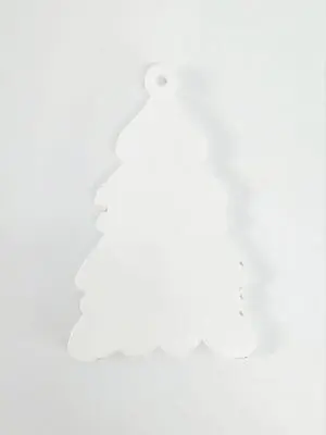 Subli;Clear Acrylic Tree Style 2 Laser Sublimation Blanks : Subli-Acyrlic (with white coating) Christmas Ornament : Tree Style 2 (3mm or 4mm)
