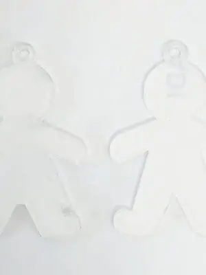 Subli;Clear acrylic ginger bread men Laser Sublimation Blanks : Subli-Acyrlic (with white coating) Christmas Hanging Ornaments : Ginger Bread Girl and Boy (3 or 4mm)