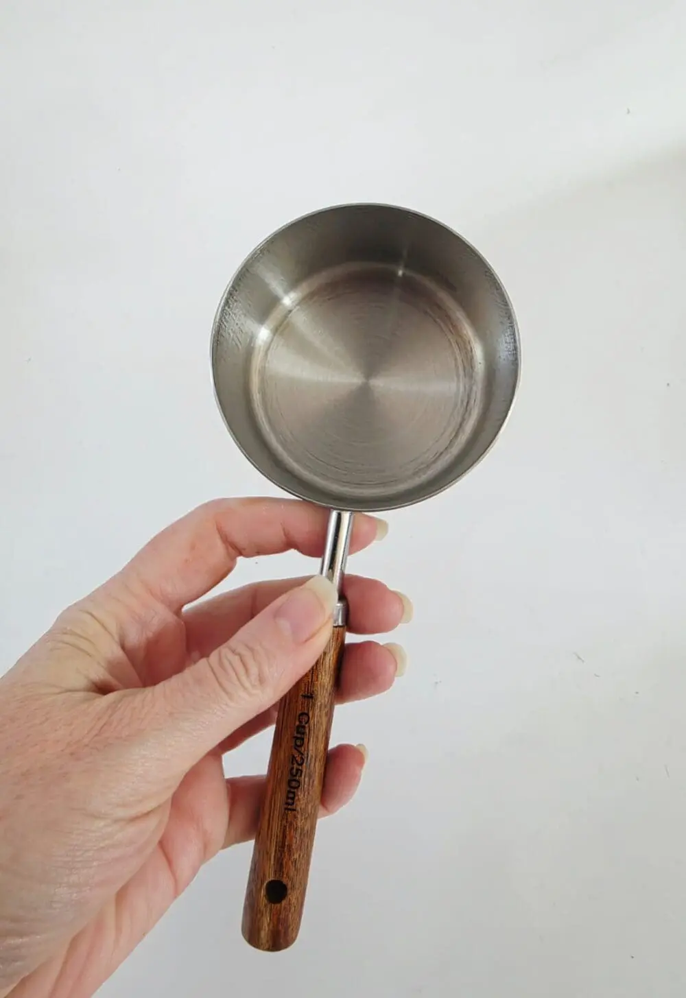 250mlMeasuringCup2 Arts & Crafts : 250ml Stainless Steel Measuring Cup with Wooden Handle