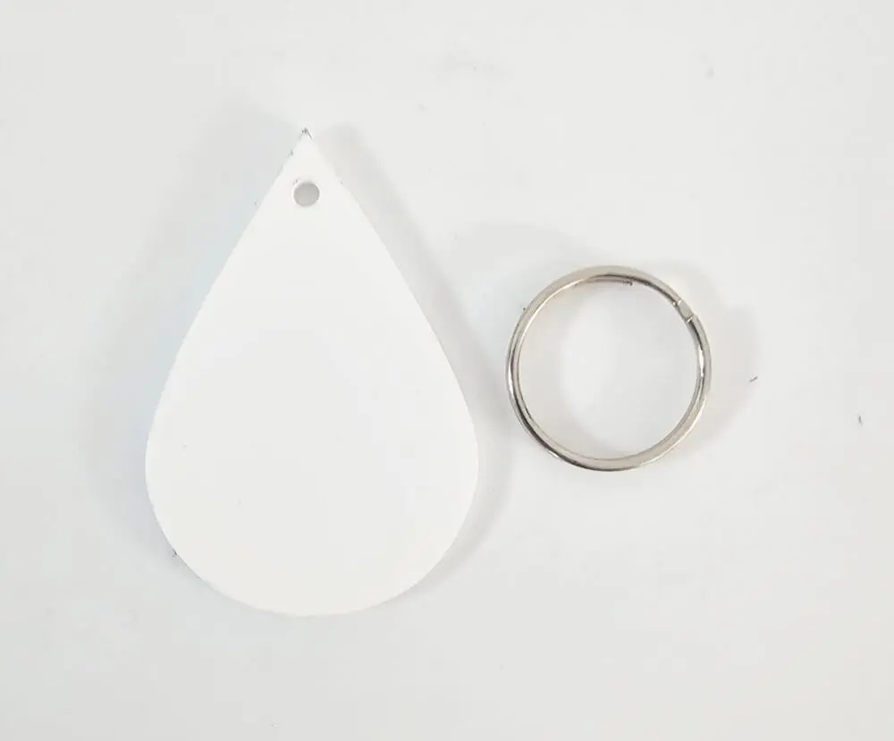 Raindrop Subli Lux Laser Sublimation Blanks : 2mm White Subli-Lux Raindrop Keychain