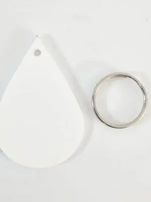 Raindrop Subli Lux Laser Sublimation Blanks : 2mm White Subli-Lux Raindrop Keychain