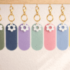 Laser Acrylic Shapes : Pastel Acrylic Range : Blank Oval Keychain with White Flower Charm