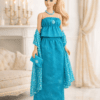 Goosey's Homemade Doll Fashion : Evening Turquoise Glam Set (EVN_1) (Locally crafted. Community‑supporting)