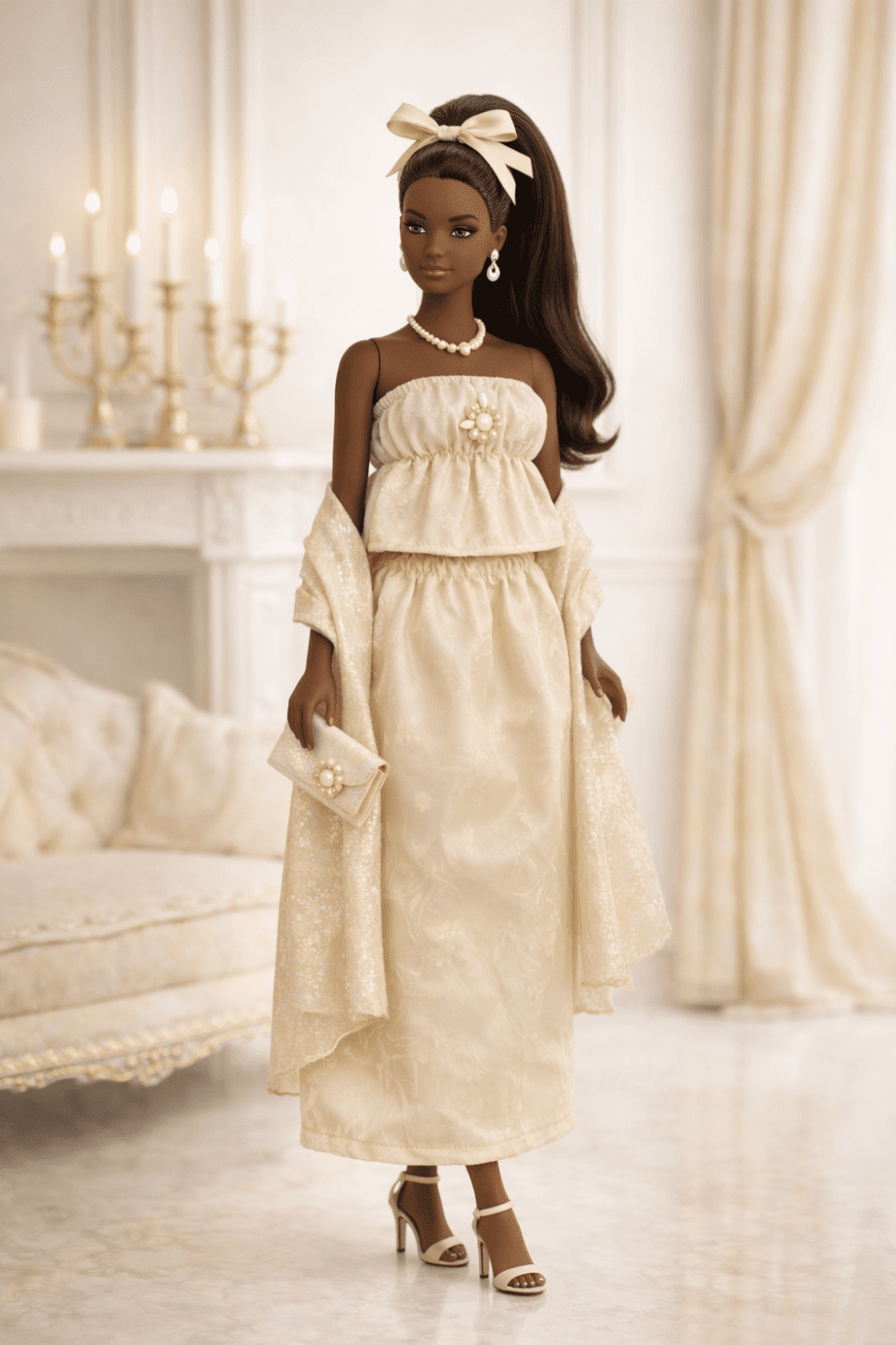 EVN_MU_5 Goosey's Homemade Doll Fashion : Evening Cream Luxe Glam Set (EVN_5) (Locally crafted. Community‑supporting)