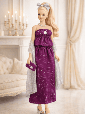 EVN_MU_7 Goosey's Homemade Doll Fashion : Evening Amethyst Glam Set (EVN_7) (Locally crafted. Community‑supporting)