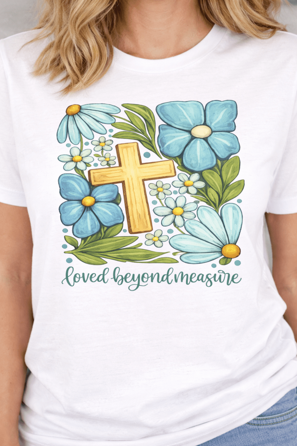 Mockup 3 Sublimation Transfer : A4 Sublimation Transfer “Loved Beyond Measure” Floral Christian Cross Design (LBM_SUB) – 6 Different Colour Variants