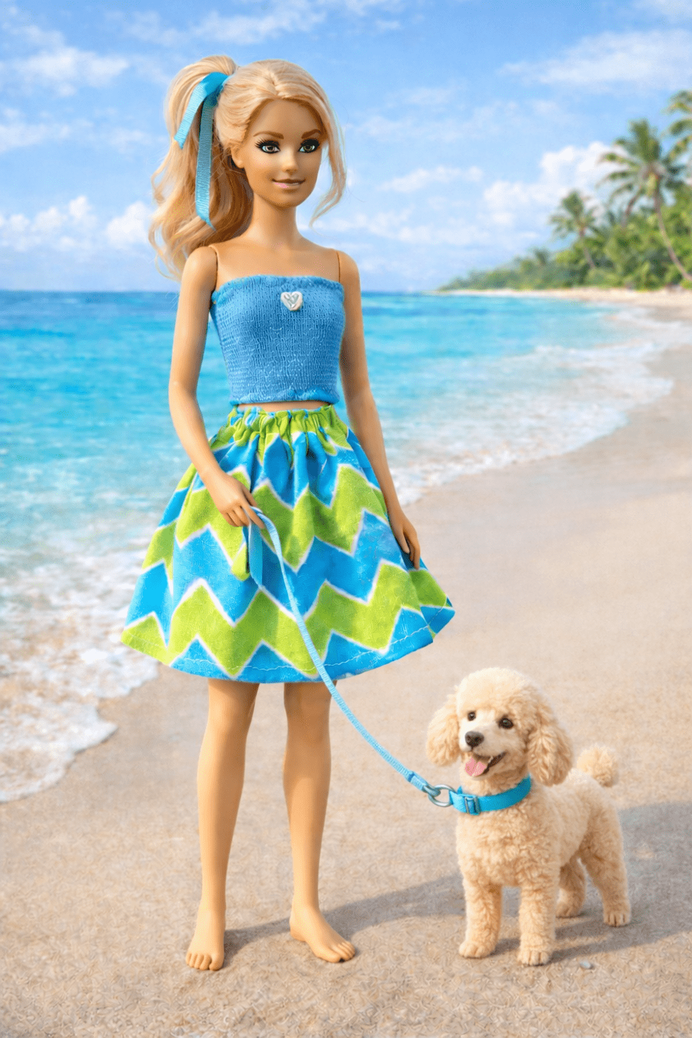 Goosey's Homemade Doll Fashion : Skirt & Strapless Tube Top Set (SKT_TUB_3) (Locally crafted. Community‑supporting)
