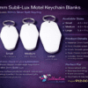 Laser Sublimation Blanks : 2mm Subli Lux Motel Keychain + 30mm Silver Split Keyring