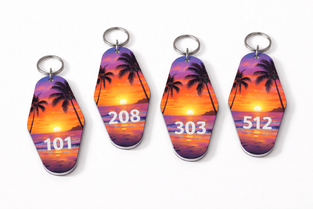 Laser Sublimation Blanks : 2mm Subli Lux Motel Keychain + 30mm Silver Split Keyring