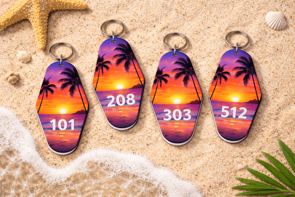 Laser Sublimation Blanks : 2mm Subli Lux Motel Keychain + 30mm Silver Split Keyring