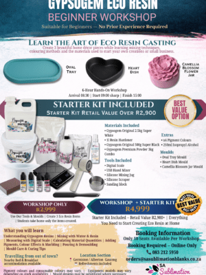 BEGINNERS GYPSOGEM ECO RESIN SA Sublimation Blanks Training Studio : Gypsogem Eco Resin Beginners Workshop (Alberton/Germiston Gauteng)