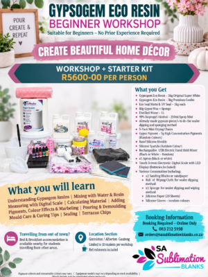 GypsogemEcoResinWorkshop_20260906 SA Sublimation Blanks Training Studio : Gypsogem Eco Resin Beginner Workshop + Starter Kit (Alberton/Germiston Gauteng)