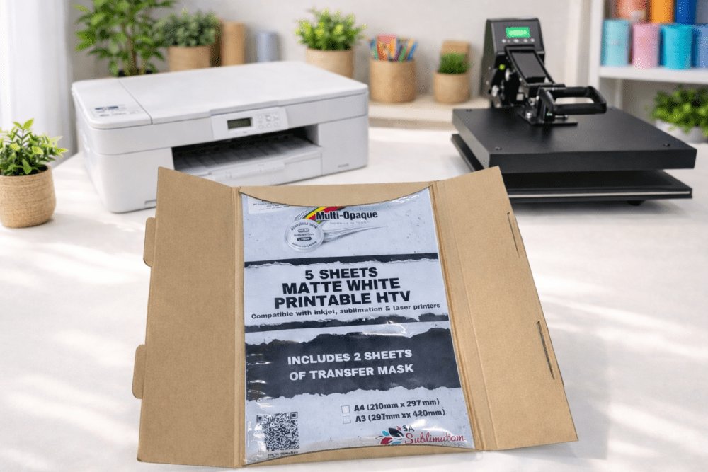 Printable HTV : Multi-Opaque Matte White Printable HTV for Inkjet, Sublimation & Laser Printers (A4 & A3)
