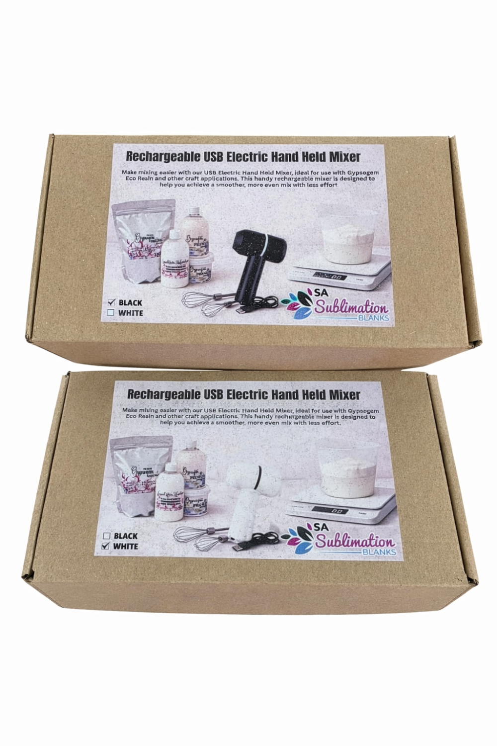 Mixer Box Option1 Arts & Crafts : Rechargeable USB Electric Hand Held Mixer (Black or White)