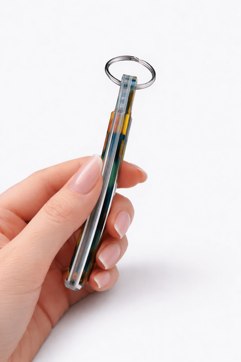 Thickness UV Direct Print : Double sided Full Print, 0.6mm thick Netball Dress Keychain + Silver split keychain