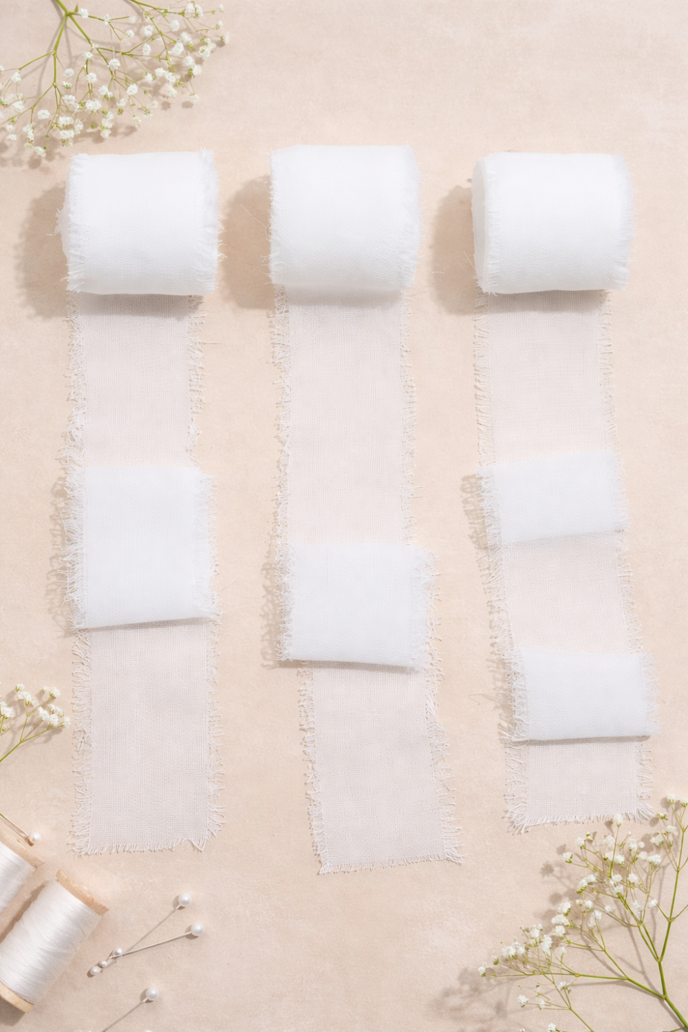3 Piece Ribbon Chiffon Set Arts & Crafts : 3 Roll White Chiffon Ribbon Set (CRSW)