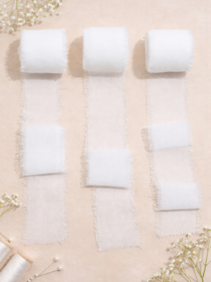 Arts & Crafts : 3 Roll White Chiffon Ribbon Set (CRSW)