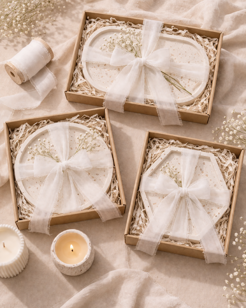 3 Piece Ribbon Chiffon Set D_2 Arts & Crafts : 3 Roll White Chiffon Ribbon Set (CRSW)