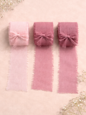 Arts & Crafts : 3 Roll Pink Chiffon Ribbon Set (CRP)