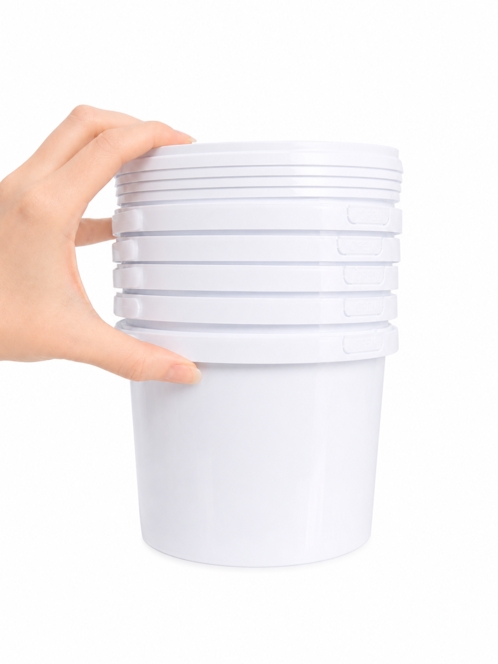 2.5l Fino Bucket Set of 5 hand Storage Containers : 2.5l Bucket Fino White