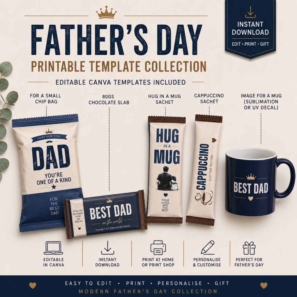 Design Corner : CANVA Download : 9 Father’s Day Designs with 18 Interchangeable Elements (Design 1)