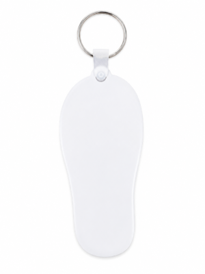 Laser Sublimation Blanks : Blank, 3mm Subli-Acylic Flip Flop Keychain with silver split keyring & clip