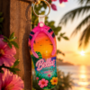Laser Sublimation Blanks : Blank, 3mm Subli-Acylic Flip Flop Keychain with silver split keyring & clip