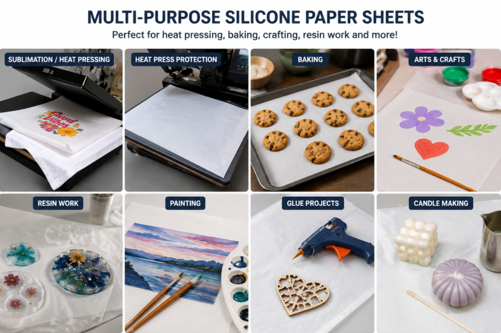 Silicone paper uses Consumables : Multi-Purpose 60 × 40cm Silicone Paper Sheets (Available in Packs of 20 or 100 Sheets)