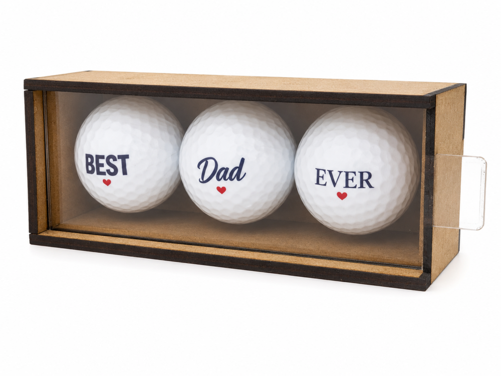Best DAD Ever_1 Personalised Gifts : Best Dad Ever Golf Ball Gift Set with MDF Display Box