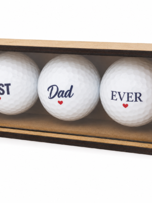 Personalised Gifts : Best Dad Ever Golf Ball Gift Set with MDF Display Box